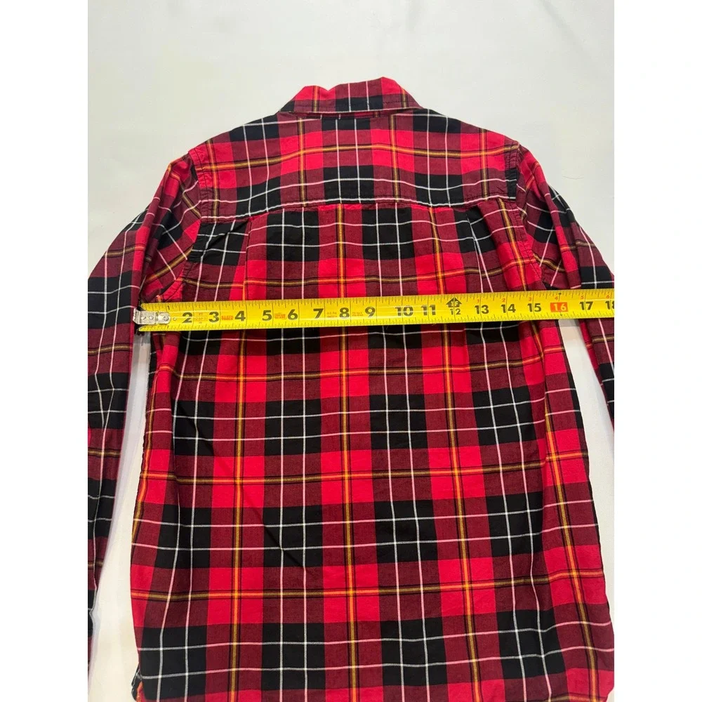 The Children's Place Plaid Shirt Kids 10/12 Red Black Excellent‎ Button Down